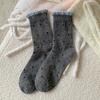 Polka Dot Wool Socks Children'S Stacking Socks Season Warm Retro Color Matching Lace Winter Velvet Thickened Stacking Socks