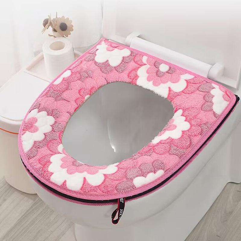 Мягкий чехол на сиденье унитаза на молнии - утолщенный для всех сезонов