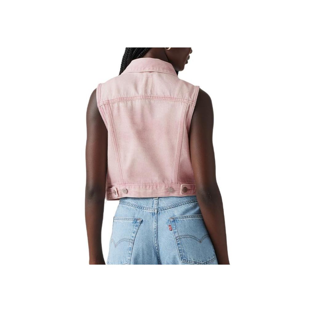 Levis SS25 Повседневный Приталенный Короткий Джинсовый Жилет Женский жилет Розовый A7437-0005