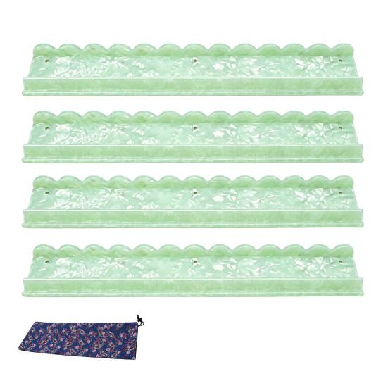 1/4Pcs Mahjong Rack with Magnetic Pusher & Storage Bag, Scalloped Acrylic Mah Jongg Tile Holder Pusher Bar, Gift for American Mahjong Players