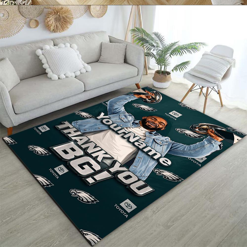 Philadelphia Eagles Customizable Name Floor Rug Office Rug Perfect For Dormitory Hallway Playrooms Study Room Antislip Rug Anime Office Decor