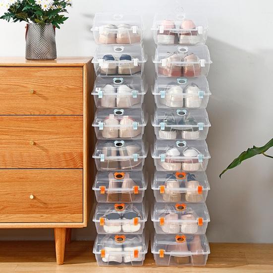 Shoe Storage Box Protect Ventilation Holes Design Transparent Space-saving Plastic Organizer Box for Home