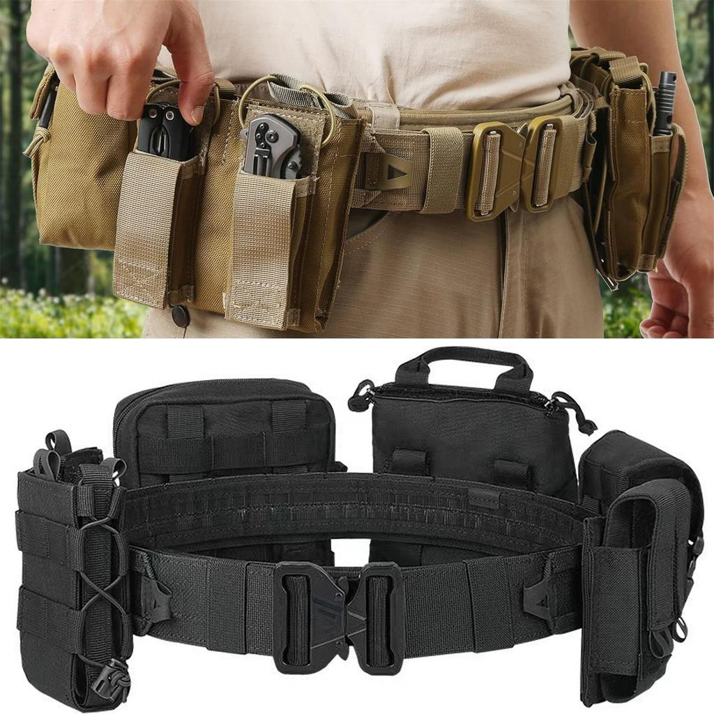 Outdoor  Waist Belt – 8-Piece Quick Release Equipment Set, Multi-Functional Patrol Belt for Duty, Security, and  Activities
