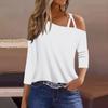 Женская футболка Футболка с принтом Рукав 3/4 Повседневные Выходные Мода Классический с открытыми плечами Обычный Топ