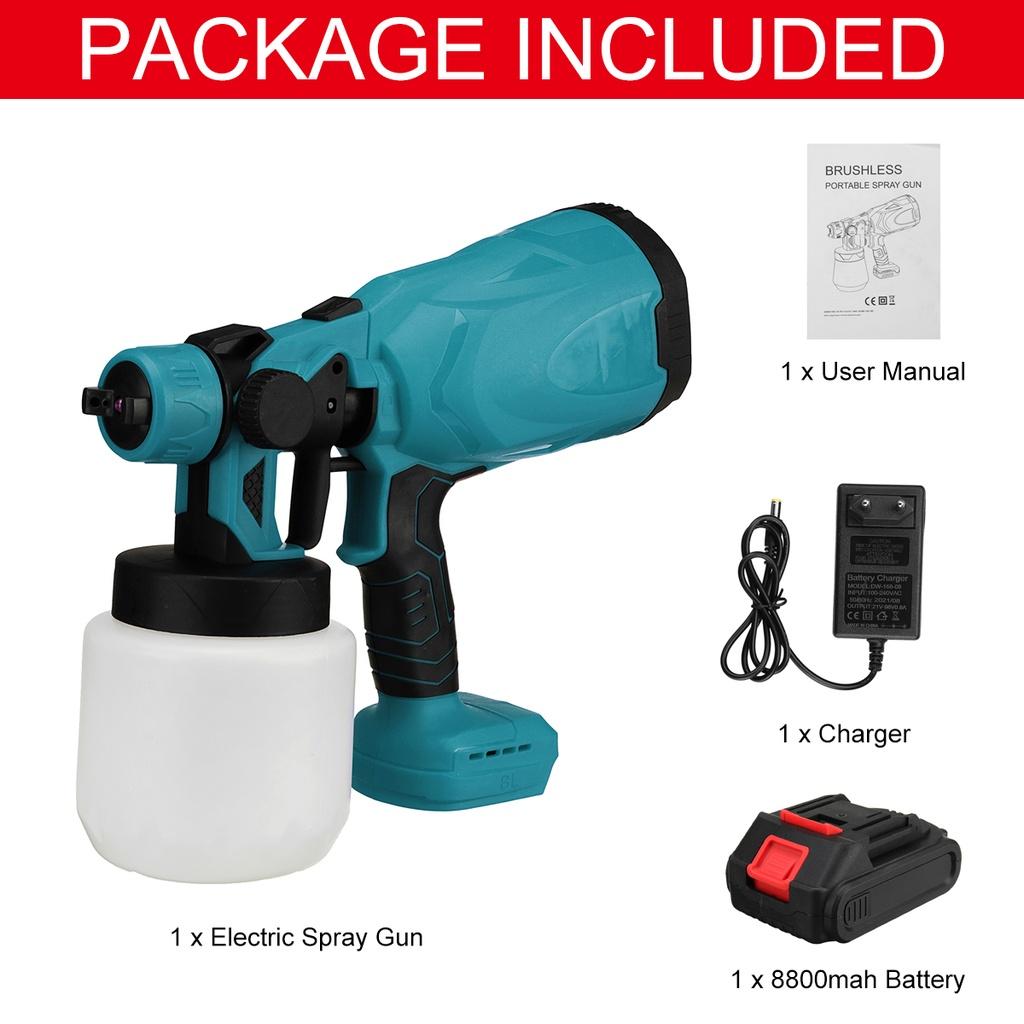 800 мл беспроводной электрический пистолет-распылитель высокой мощности домашний распылитель краски с 3 насадками для контроля расхода Аэрограф для Makita 18 В светодиодный аккумулятор