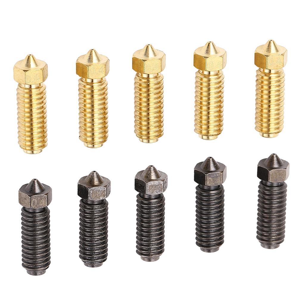 10Pcs 3D Printer Nozzles Hotend Replacement Nozzle Kit 0.4mm Brass and Hardened Steel for Kobra 3