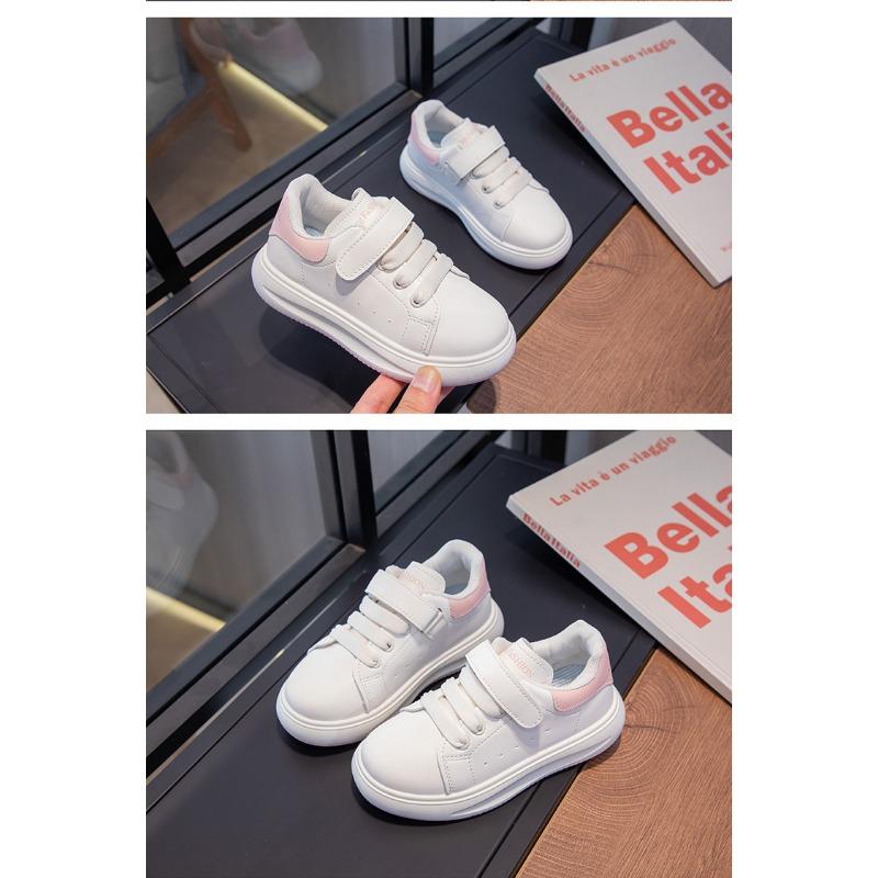 Повседневная детская обувь для девочек, осенняя кожаная обувь для мальчиков, новые детские туфли на липучках белого цвета