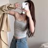 Women Vest Seamless Padded Pleated Slim Fit Solid Color Backless Elastic Summer Camis Tank Top Lady