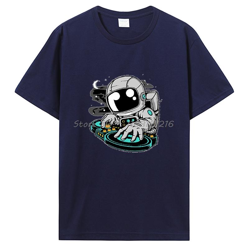 Футболка Астронавт Космическая Оверсайз Футболка Повседневные Топы с Принтом Хлопок Фитнес Короткий Рукав Оверсайз Футболка Унисекс Мужская Одежда