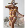 Women Swimsuit High Waist Bikini Set Three Pieces Women Sexy Long Sleeve Cover Up Swimsuit Beach Bathing Suits Swimwear