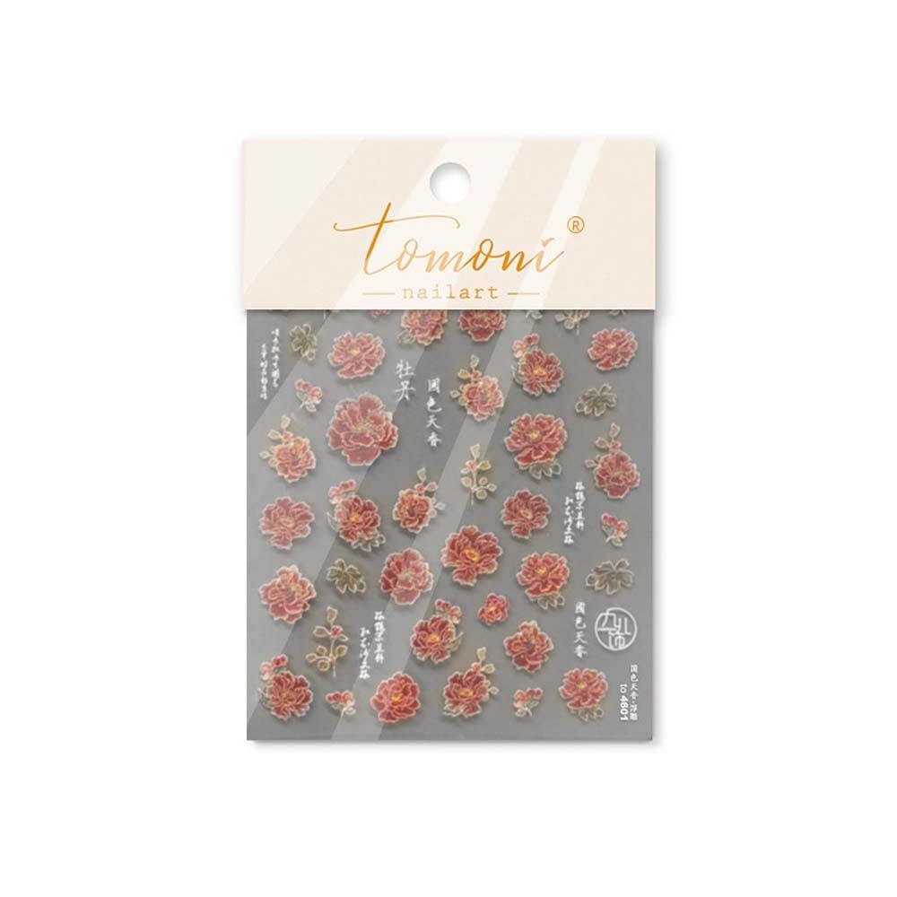 3D Pearl Bow Chinese New Year Nail Sticker Peony Flower Snake Nail Decoration  Nail Salon