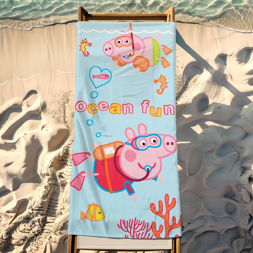 Cartoon P-Peppa Towel P-Pig Beach Towel Travel Lightweight Skin Friendly for Pool Beach Camping Cruise Summer