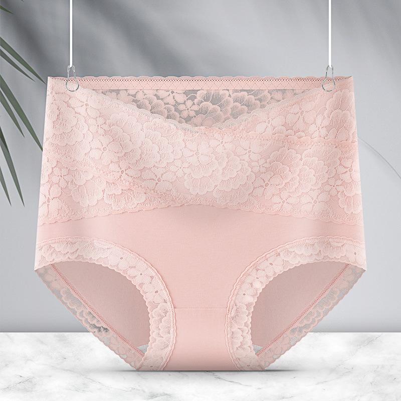Нижнее белье из чистого хлопка с высокой талией, утягивающее бедра, кружевное, для женщин, дышащее, антибактериальное, бесшовное, удобное, утягивающее, треугольные трусики