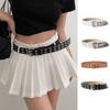 Punk Double Row Hole Belt Metal Buckle Hip-hop Waist Belt PU Leather Star Waistbands  Female/Girls