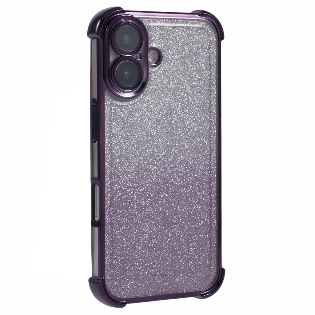For iPhone 16 Case Glitter TPU Phone Cover Reinforced Corners - Blue