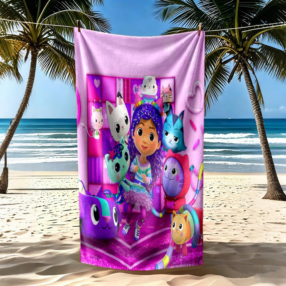 Cartoon Cute Gabbys2 Beach Towel Super Soft Microfiber Quickdry Fabric Comfortable Lightweight Perfect for Traveling Yoga Camping and Swimming