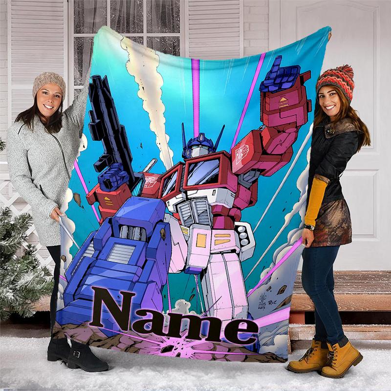 Personalized Custom Name Blanket - Optimus Prime Print Design,Blanket for Sofa,Bed,Travel,Camping - Soft and Warm, Great Gift