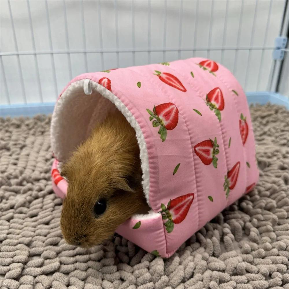 Осенне-зимний теплый спальный домик с принтом, треугольное гнездо для домашних животных, птиц, попугаев, кроликов, белок, морских свинок, хомяков, подвесная клетка