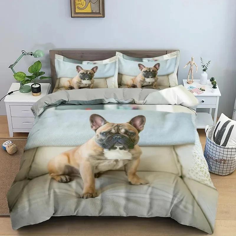 Bulldog Sad and Tired Bulldog Laying Down Pure Breed Comfortable Duvet Quilt Cover Pillowcase Bedding Set Children Home Textile