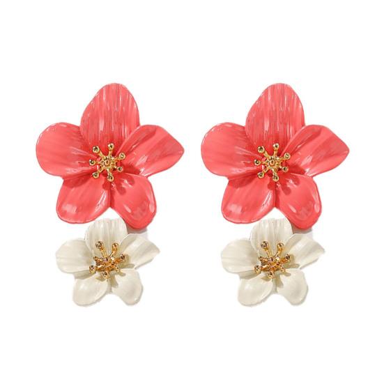 1 Pair Ear Studs Trendy Non-allergic Exquisite Elegant Double Layer Flower Design Women Earrings