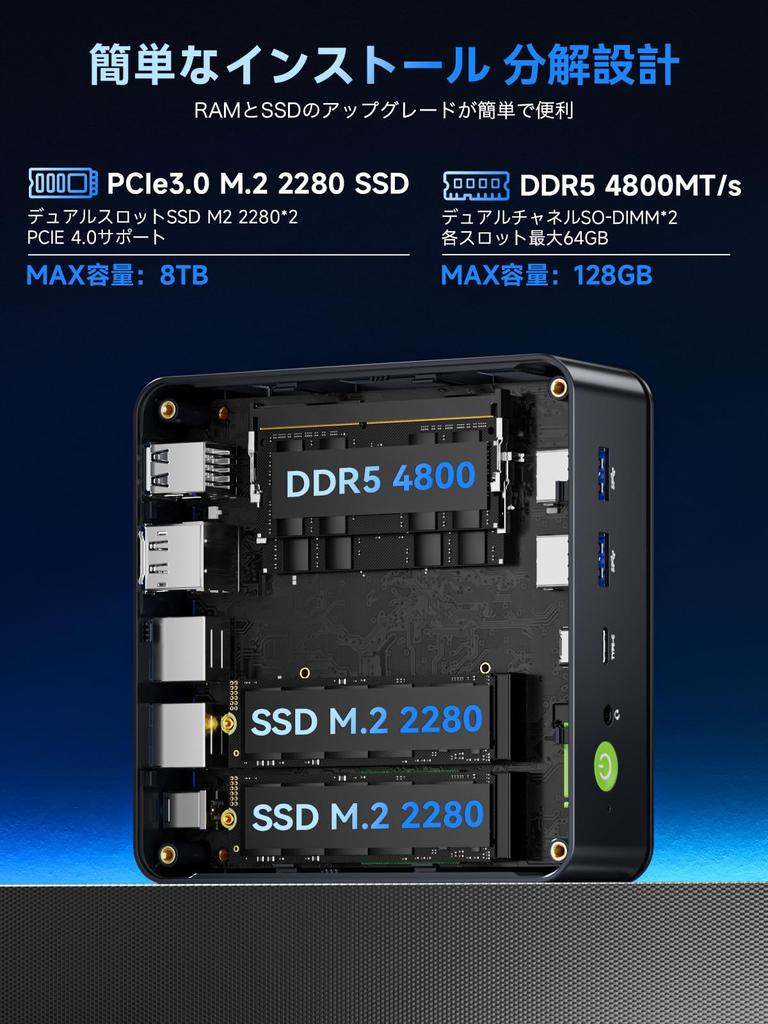 Мини-ПК GMKtec на базе AMD Ryzen 5 7640HS Настольный ПК с 16 ГБ оперативной памяти DDR5 512 ГБ PCIe Двухдиапазонный Wi-Fi USB Тройной 4K Компактный и M6 Windows 11 Pro [Быстрее]