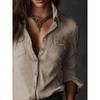 2026 Retro Long Sleeve Women's Casual Lapel Shirt with Pockets