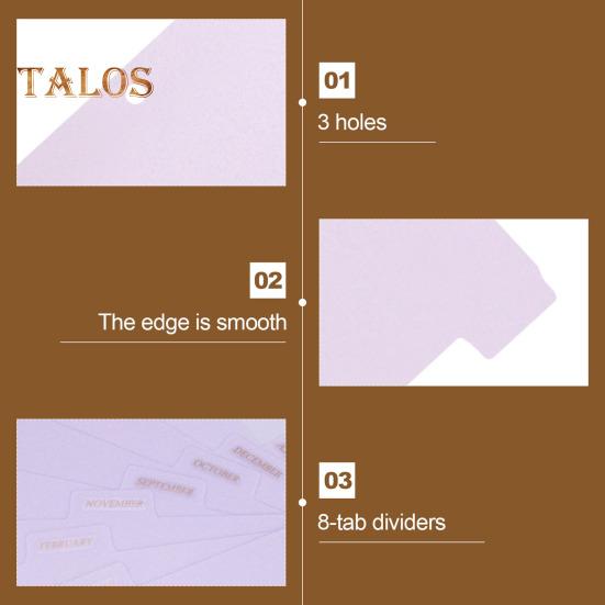 8 шт. Пластиковые разделители для папок, 3-дырочные перфорированные, устойчивые к разрывам страницы-разделители, внутренние разделители страниц, офисные принадлежности