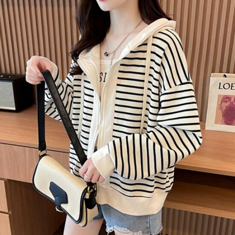 Navava Casual Striped Long Sleeve Hoodie Jacket Nc140