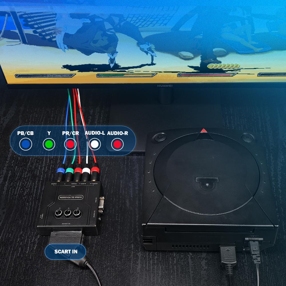 Bitfunx RGBS VGA в YPBPR Компонентный Конвертер SCART в YPBPR YCBCR Для Ретро Игровых Консолей Nintendo 64 PS1 PS2 Dreamcast