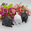 Office Desk Accessories 3D Printed Cute Yawning Chubby Cat Figurine, Black White, Wide Stable Anti-Tipping Base, Minimalist Statue Desktop Decor