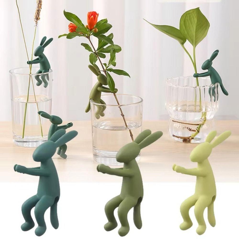 3PCS Decorative Rabbit Shaped Plant Stem Support Plastic Hydroponic Stabilizer Sprouts