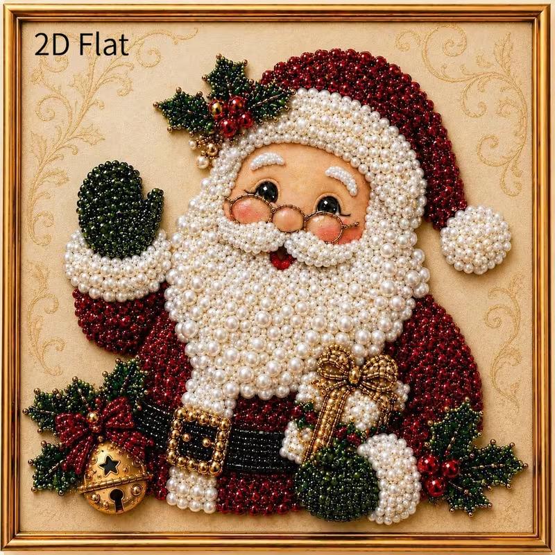 DIY Christmas Pearl Diamond Painting Kit, 2D Santa Claus Diamond Art Craft Set, Creative Holiday Home Wall Decor for Adults and Beginners