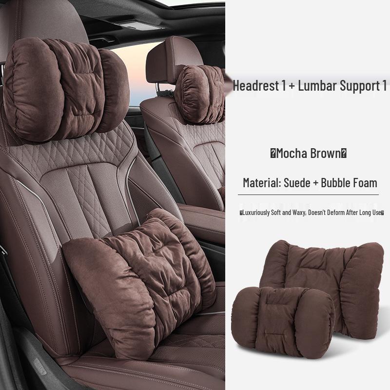 Роскошный зимний замшевый подголовник для автомобиля: Плюшевая подушка для поддержки поясницы и шеи