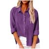 Women's Autumn Long Sleeve Button Solid Color Loose Shirt Casual Large Size Shirt