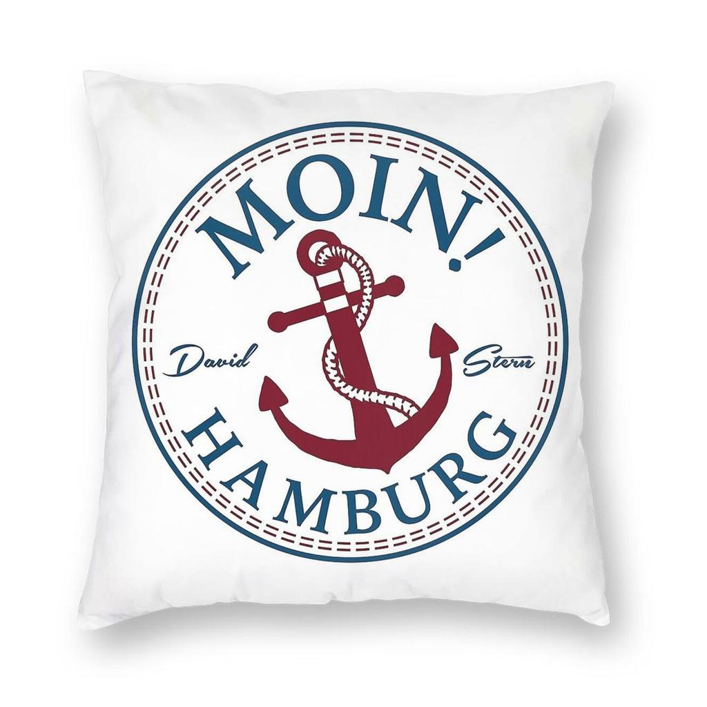 Moin Hamburg Anchor Square Pillowcase Polyester Linen Velvet Printed Zip Decorative Throw Pillow Case Home Cushion Cover