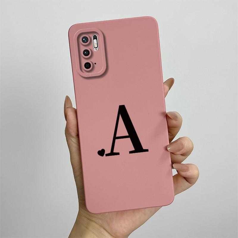 For Xiaomi Redmi Note 10 5G Case Redmi Note 10T 5G Cover M2103K19G Cute Initial Letters Square Phone Case Shockproof Back Cover