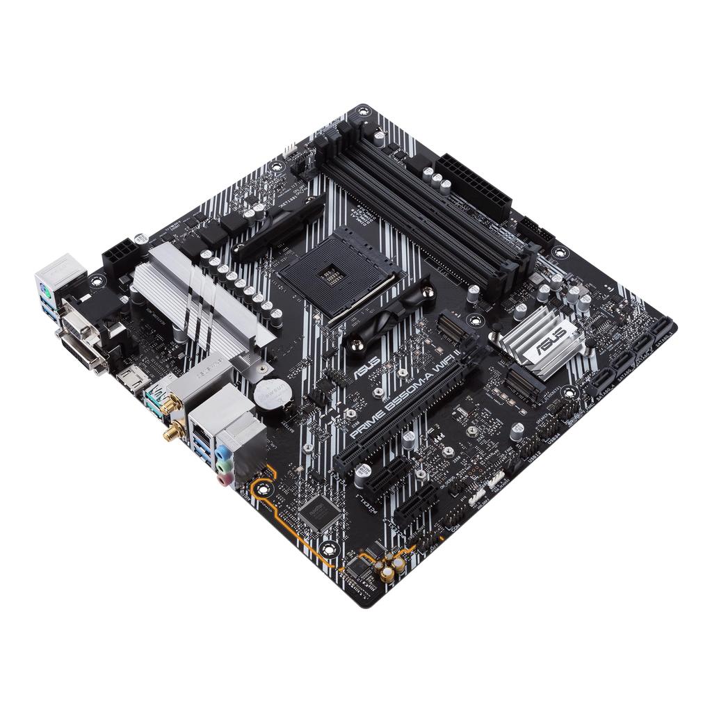 ASUS AMD B550 PRIME WIFI II Micro ATX два PCIe 1Gb SATA 6 B550M-A (WI-FI) (Райзен АМ4) материнская плата, M.2, 4.0, Wi-Fi 6, Ethernet, HDMI, DVI-D, D-Sub,
