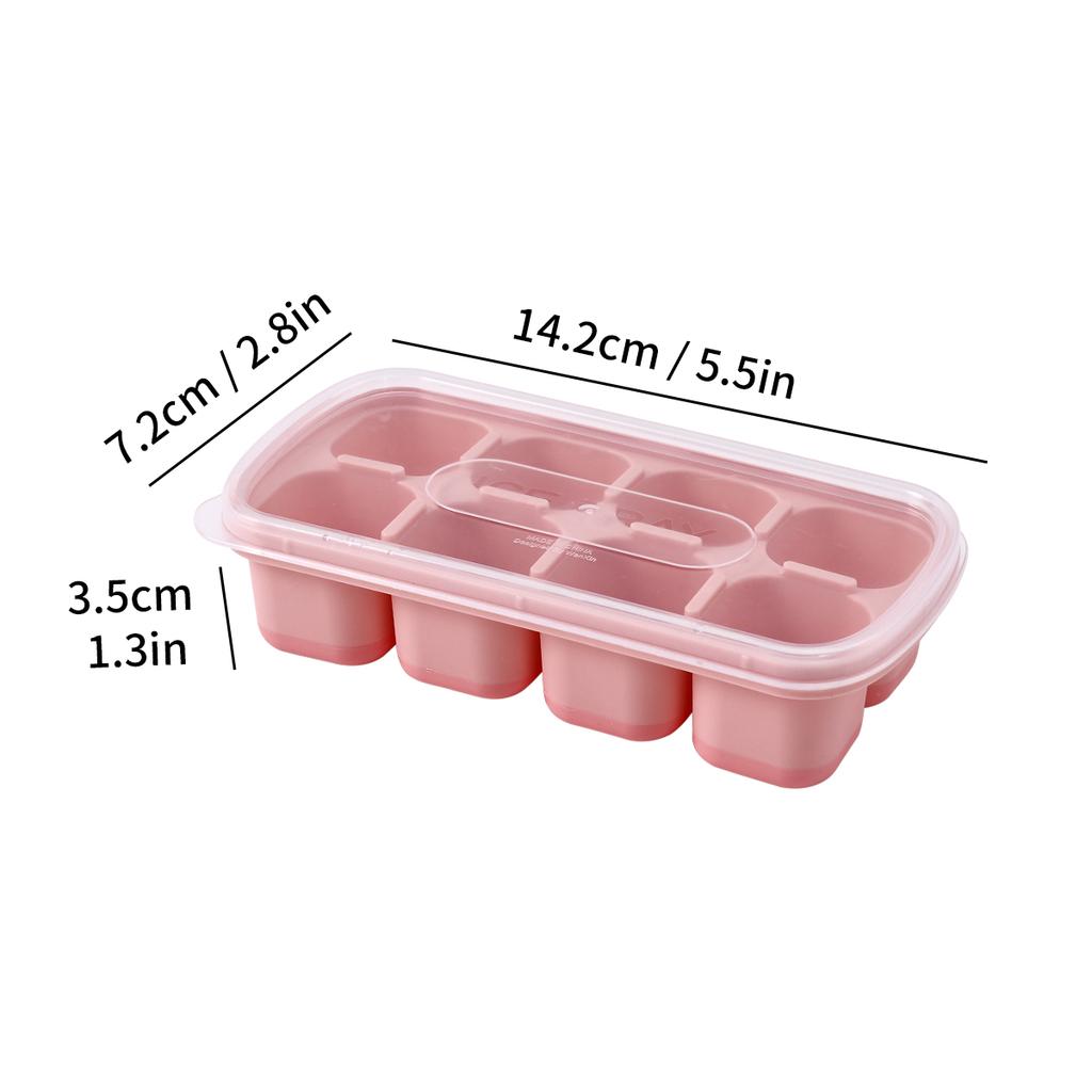 Ice Cube Tray With Lid Refrigerator Silicone Ice Mold Reusable 8 Grids Ice Cube Maker Kitchen Accessories Ice Cube Box
