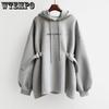 Spring and Autumn Women's Pullover Oversize Medium and Long Hooded Sweater Loose Large Long-sleeved Top
