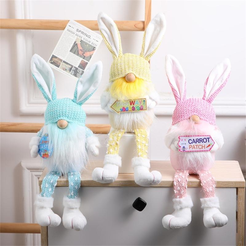 RabbitEar Rudolph Doll Festival Decoration Gnome Figurine Seasonal House Decor Bedroom Kitchen Ornament Easter Layouts