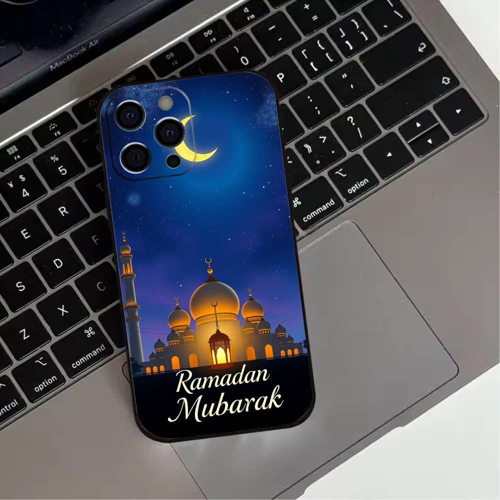 Eid Mubarak Ramadan Kareem Phone Case For iPhone 17,16,15,14,13,12,11 Plus,Pro Max,XS,Soft Silicone Black Cover
