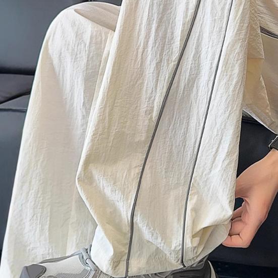 Мужские быстросохнущие мешковатые брюки с завязками на талии, свободные брюки, легкие повседневные брюки с боковыми линиями, украшения для уличного отдыха