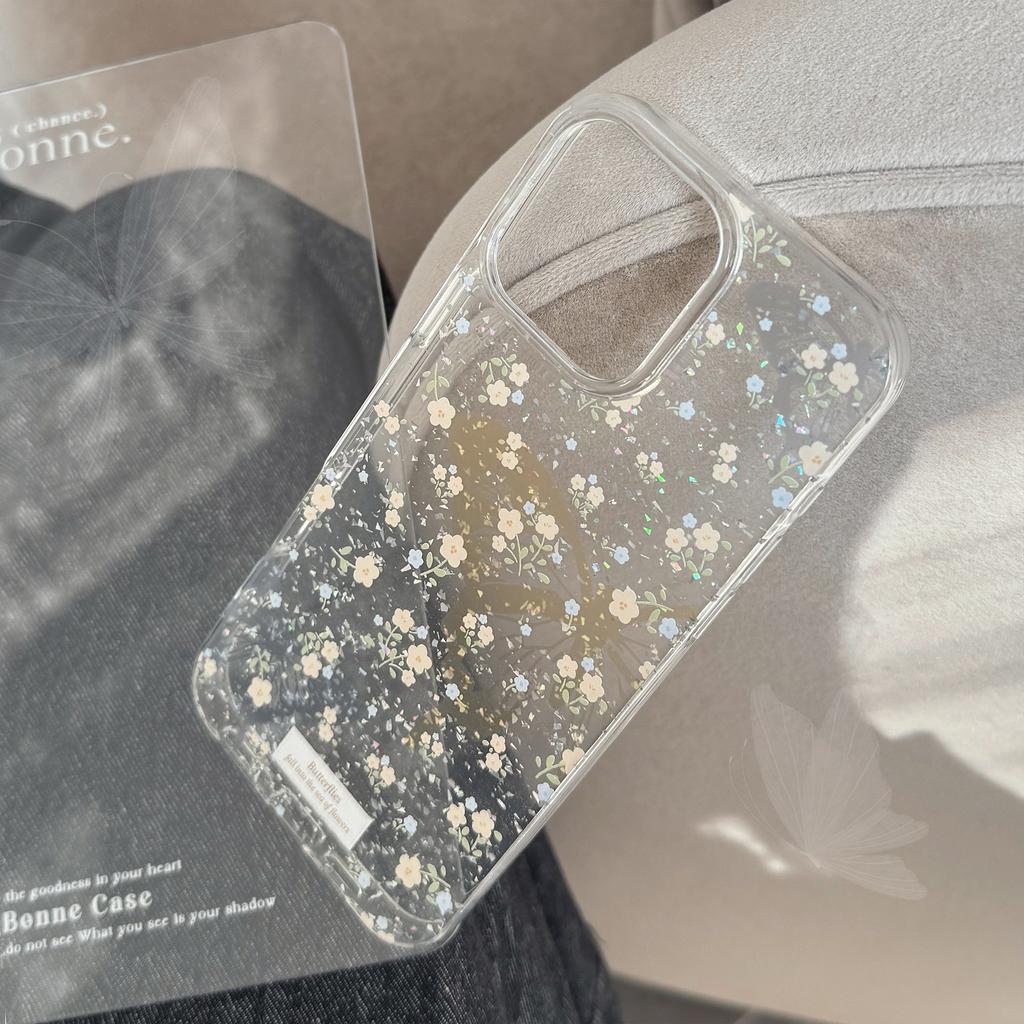 The Shining Butterfly Is Suitable for Apple 16promax Phone Cases. 17 Fresh Little Flowers Iphone14 Beautiful 11 Transparent