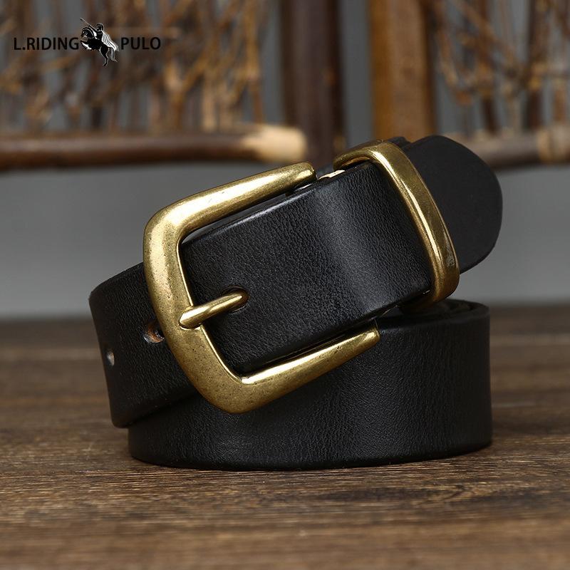 Глянцевый Ретро Простой Подходящий ко всему Натуральная Кожа Растительного Дублирования Коровья Кожа Пряжка-штифт Мужской Повседневный Ремень из Натуральной Кожи для Брюк