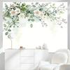 2D Watercolor Eucalyptus and White Flowers Backdrop Party Photo Background Cloth