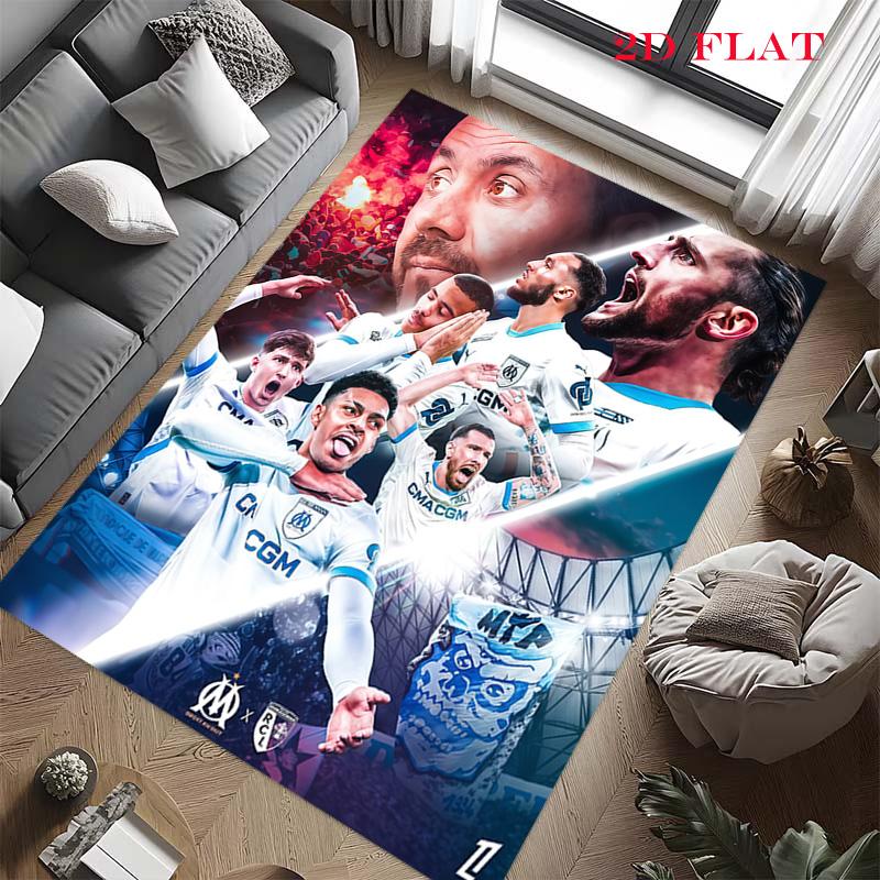 Olympique de Marseille Carpet Rug for Living Room Bedroom Home Sofa Decoration,Kids play Nonslip Floor Mat