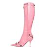 Fashion Sexy Knee High Boots 2024 Winter Boots Brand Design Super High Thin Heels With Rivet Retro Fashion Cool Women Shoes Big Size 46