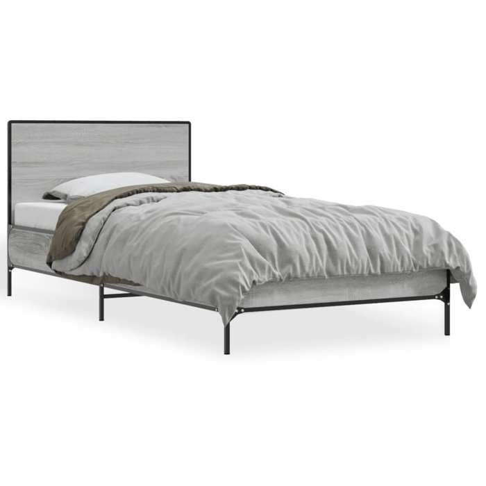 VidaXL Bed Frames, Slat Base, Adult Bed, Single Bedroom Bed, Sonoma Grey 90x200 Cm Wood 845520