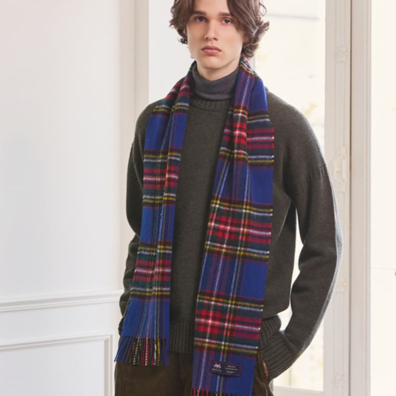 ABRAHAM MOON Шарф из мериносовой шерсти 25 см - Синий Стюарт