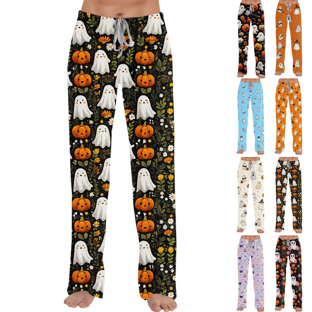 Women's Loose Fit Halloween Print Pajama Pants for and Sleep